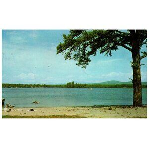 Postcard 1965 Chrome era Sun & Fun on Beach at Ossipee Lake New Hampshire